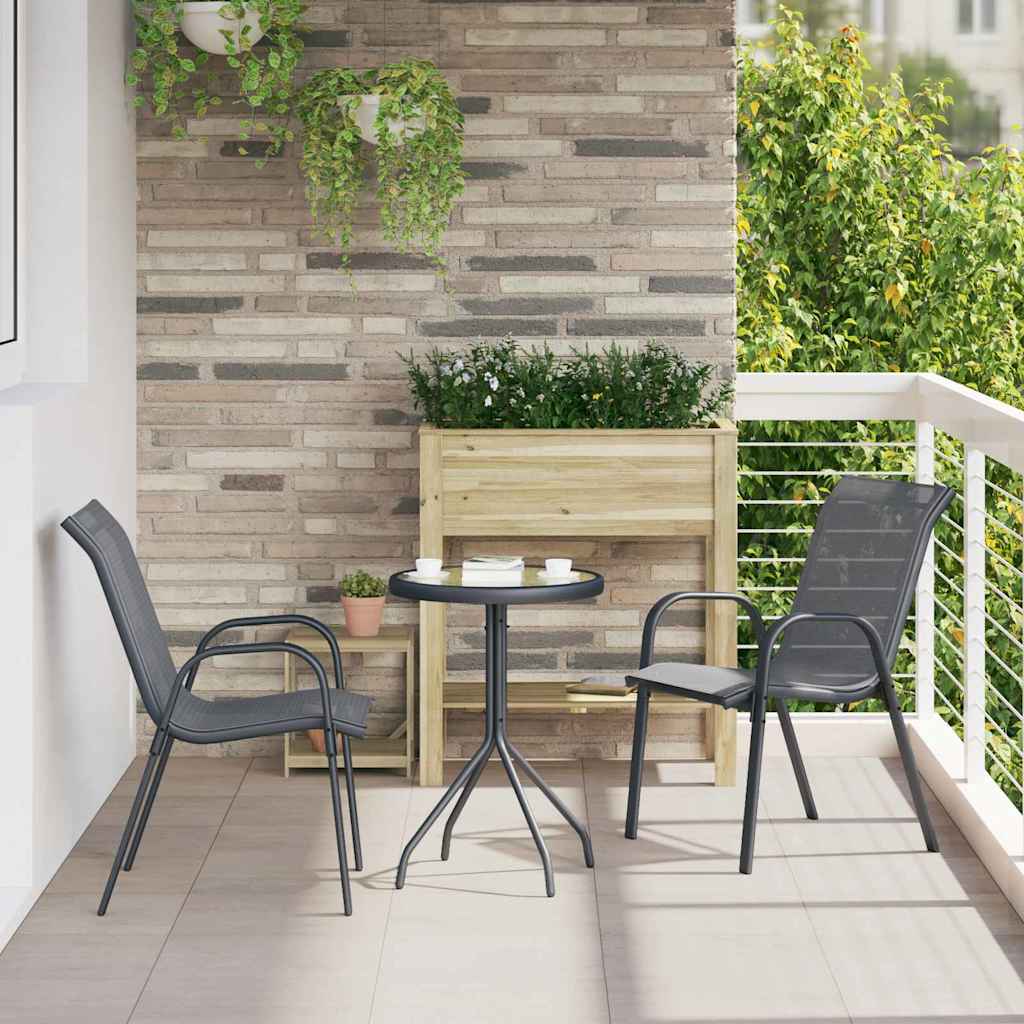 Garden Bistro Set 3 pcs Grey Steel